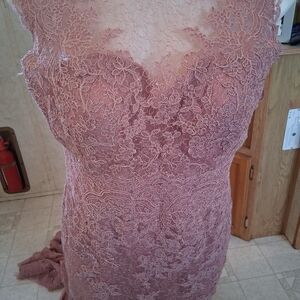 Elegant Lace Gown in Dusty Pink Dress I